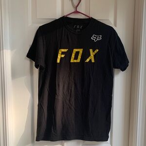 Fox Men's Black Tee with Yellow Logo